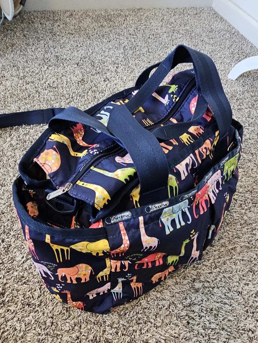 LeSportsac Ryan Neutral Diaper Bag Animal Print